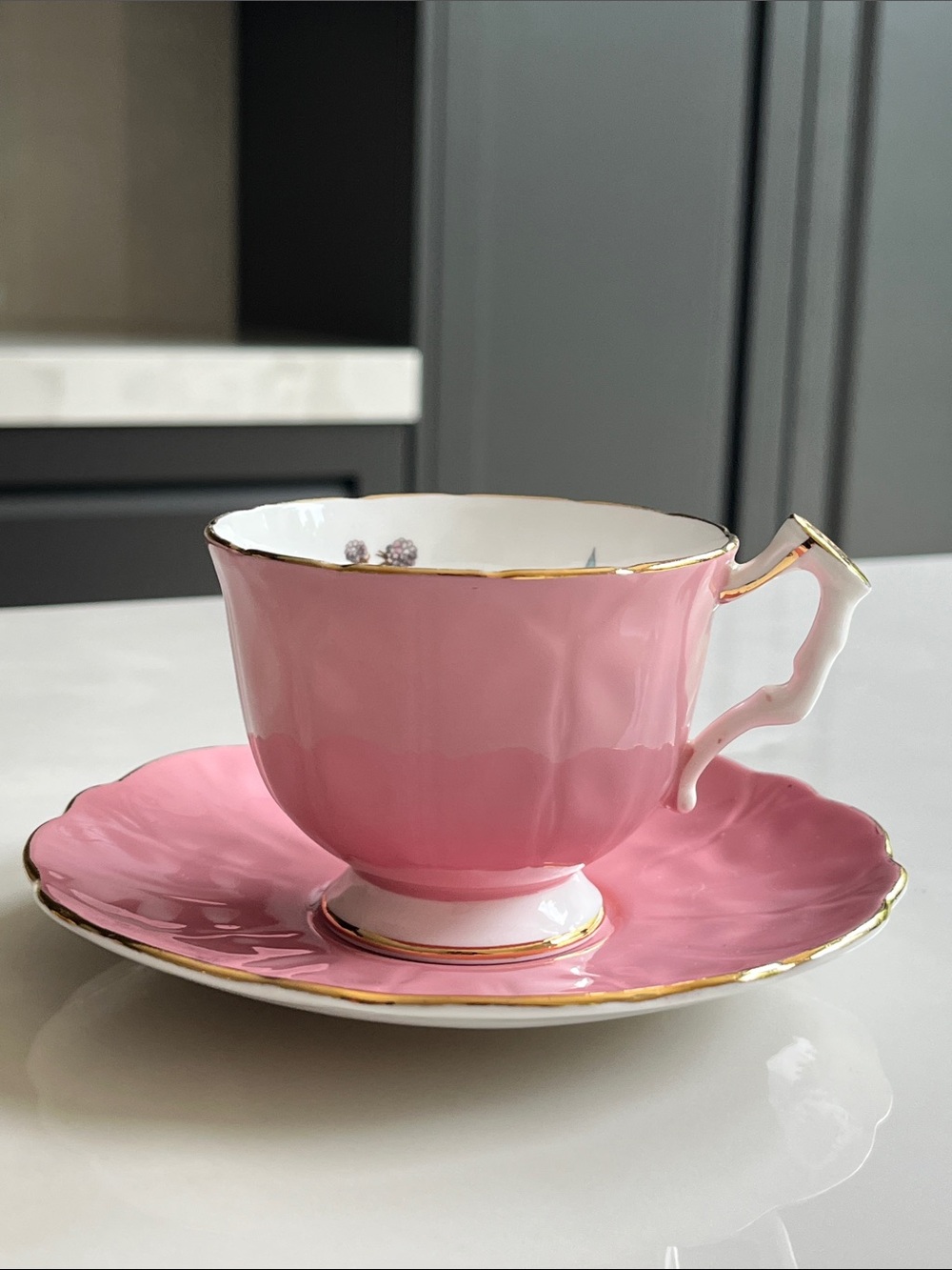 Aynsley Tea Cup and Saucer. Aynsley 29, Pembroke Barbie Pink Floral 1950’s.